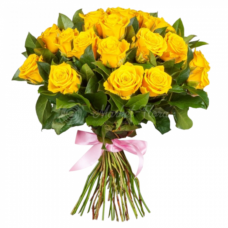 Букет из 25 желтых роз (50 см)